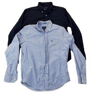 American Eagle Outfitters Mens Shirt Small Lot of Two Long Sleeve Striped Casual